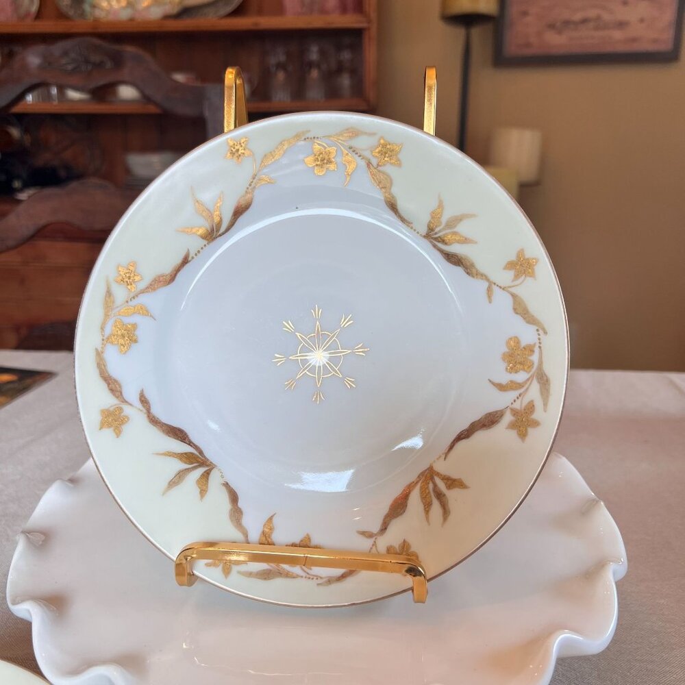 RARE ANTiQUE 1890s Haviland & Co Limoges Porcelain Plates (9) 24K Detail 8" EUC